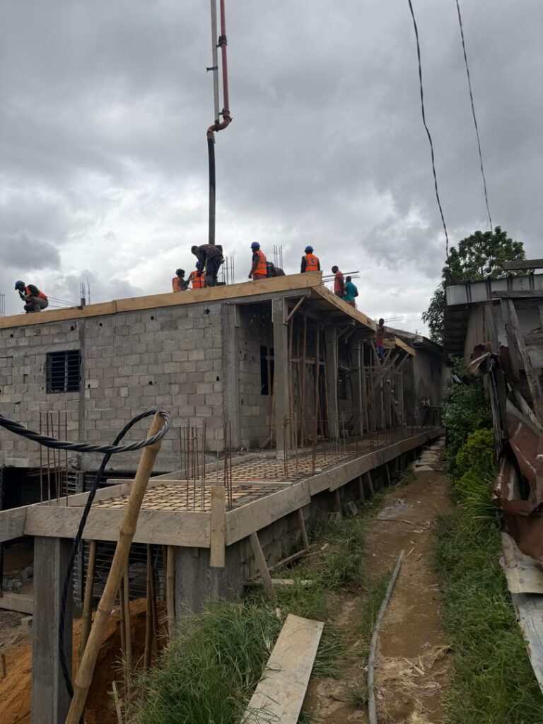 Elevated building construction operations and slab works in Cameroon